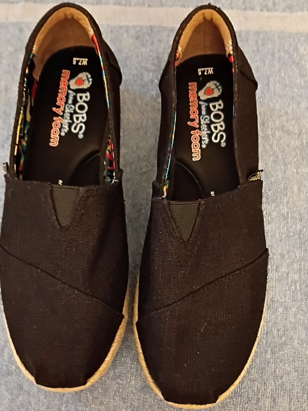Skechers BOBS Black Slip-On Canvas Loafers